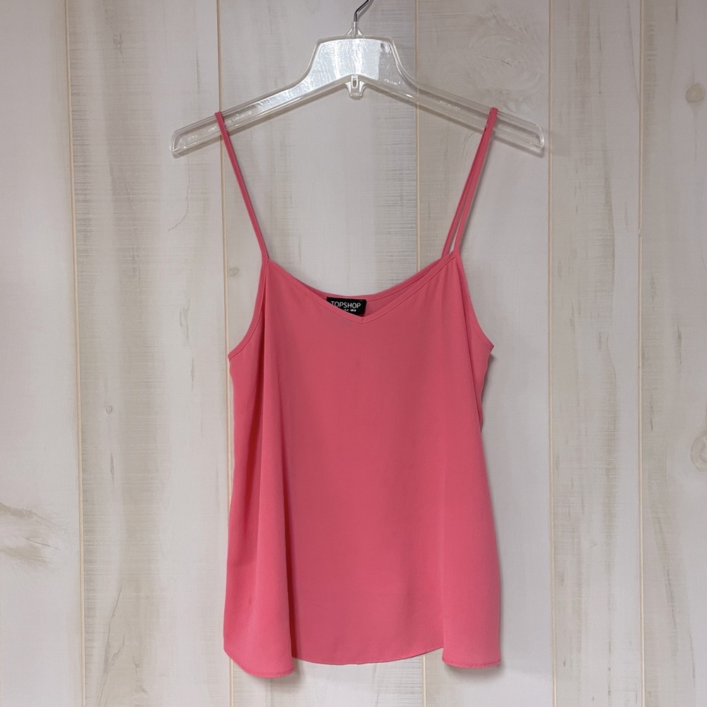 Topshop Pink Sheer Cropped Tank Top Sz 4
